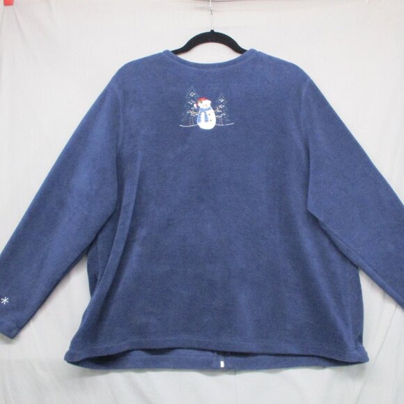 Croft & Borrow Sport Christmas Theme Fleece Full Zip Sweater Blue Size | 1X - Picture 9 of 12